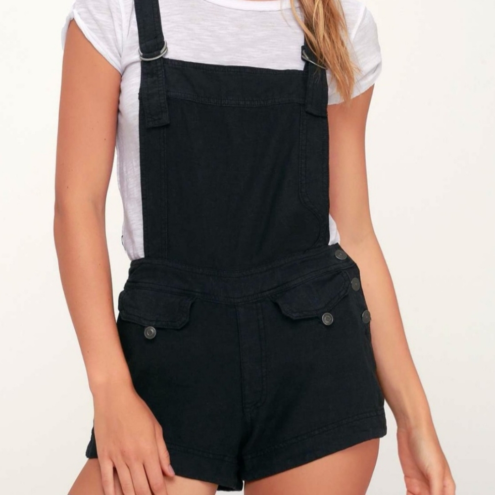 Free people size small black short overalls